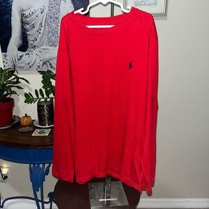 Polo Ralph Lauren Boys Holiday Christmas Red Long Sleeve T-Shirt M 10 - 12
